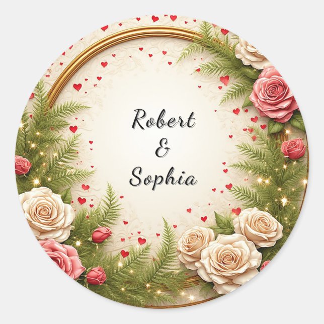 Sticker Rond Conception de cadre floral vibrant (Devant)