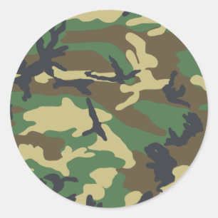 Sticker Rond Conception de camouflage de région boisée