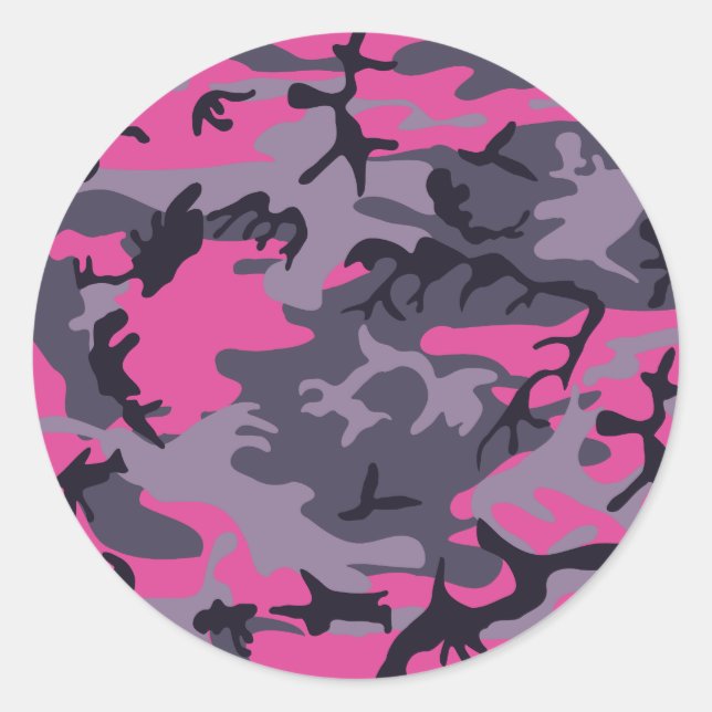 Sticker Rond Conception de camouflage rose (Devant)