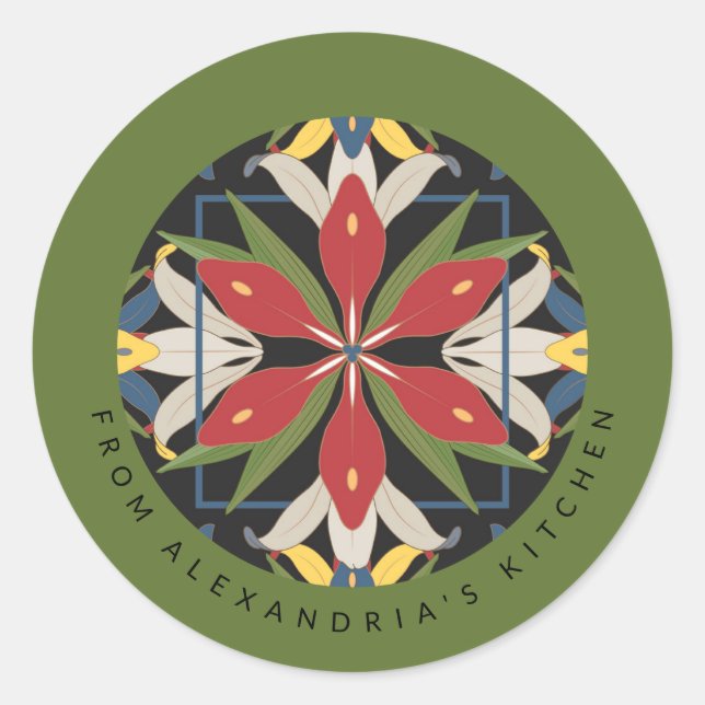 Sticker Rond Conception de carrelage de cuisine verte | Depuis  (Devant)