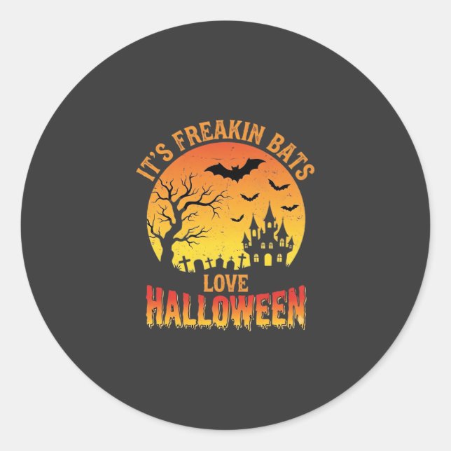 Sticker Rond Conception de château hanté Halloween, les chauves (Devant)