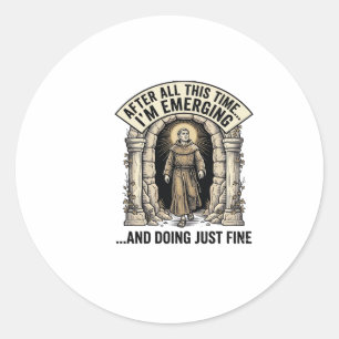 Sticker Rond Conception de chemise graphique de gravure d'humou