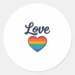 Sticker Rond Conception de chemise vectorielle Love Rainbow Hea
