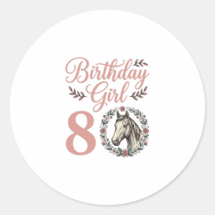 Sticker Rond Conception de chemise vintage florale cheval 8 pou