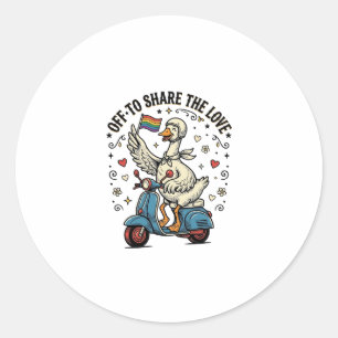 Sticker Rond Conception de chemise vintage Funny Goose Scooter