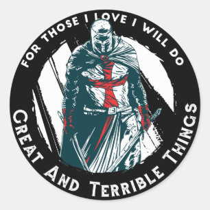 Sticker Rond Conception de citation de chevalier courageux