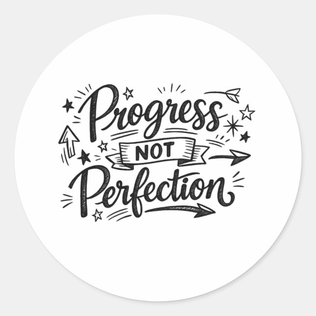 Sticker Rond Conception de citation motivationnelle de progrès  (Devant)