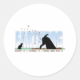 Sticker Rond Conception de couleur d'Earthdog pour le pasteur