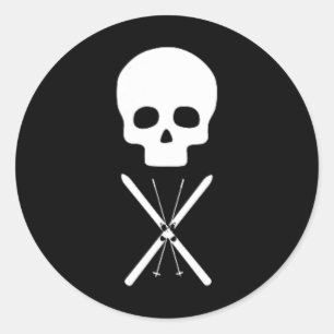 Sticker Rond Conception de crâne simple Clic vue pour skis cros