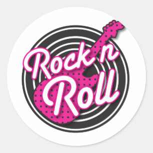 Sticker Rond Conception de disque de rockabilly de petit pain