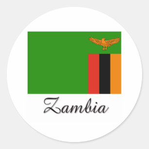 Sticker Rond Conception de drapeau de la Zambie
