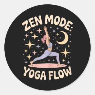 Sticker Rond Conception de fitness de méditation rétro de flux