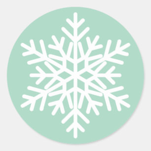 Sticker Rond Conception de flocon de neige vert et blanc de Noë