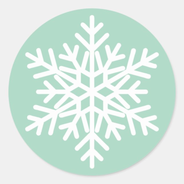 Sticker Rond Conception de flocon de neige vert et blanc de Noë (Devant)