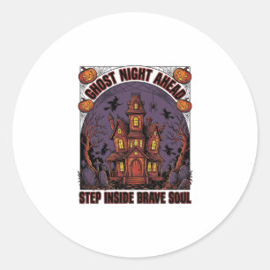 Sticker Rond Conception de gravure vintage Halloween Maison han