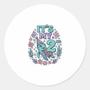 Sticker Rond Conception de gravure vintage tortue de mer 2e ann