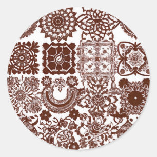 Sticker Rond Conception de Henna Mehndi sans couture