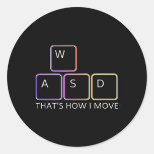 Sticker Rond Conception de jeu Wasd - Graphique de clavier de j