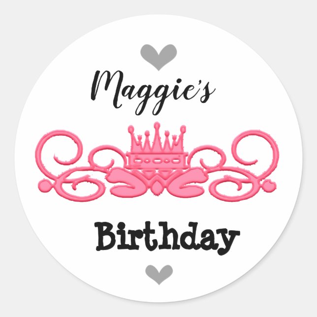 Sticker Rond Conception de la couronne rose personnalisée (Devant)