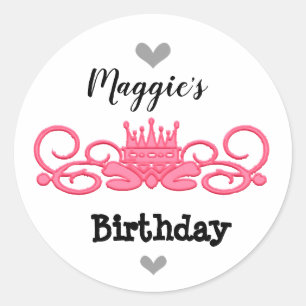 Sticker Rond Conception de la couronne rose personnalisée