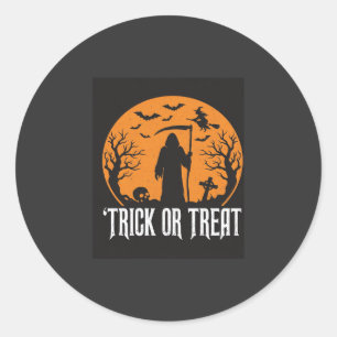 Sticker Rond Conception de la Faucheuse pour Halloween Trick or