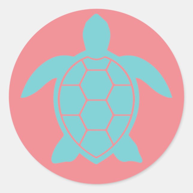 Sticker Rond Conception de la tortue marine dans Ocean Vert ble (Devant)