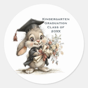 Sticker Rond Conception de lapin de remise de diplômes de mater
