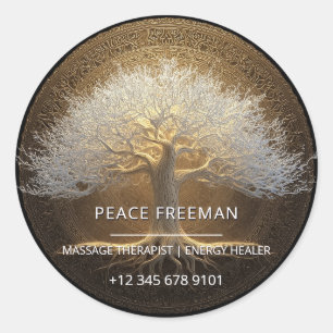 Sticker Rond Conception de l'Arbre de Lumière Éternelle   Arbre