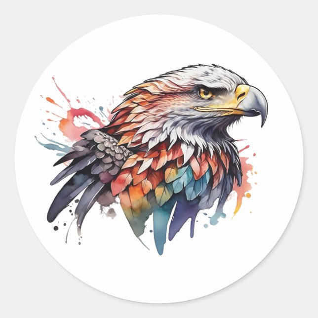 Sticker Rond Conception de l'autocollant d'aigle (Devant)