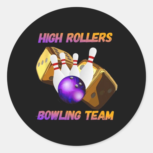 Sticker Rond Conception de l'équipe de bowling High Rollers (Devant)