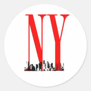 Sticker Rond Conception de logo d'horizon de New York NY