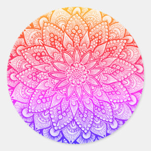 Sticker Rond Conception de Mandala Multicolore Art Original