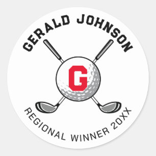 Sticker Rond Conception de monogramme de golf sur mesure
