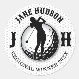 Sticker Rond Conception de monogramme de golf sur mesure