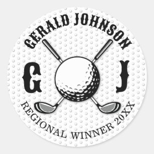 Sticker Rond Conception de monogramme de golf sur mesure