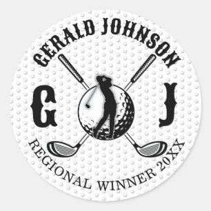 Sticker Rond Conception de monogramme de golf sur mesure