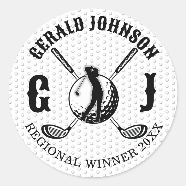 Sticker Rond Conception de monogramme de golf sur mesure (Devant)