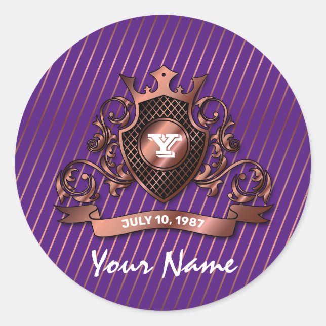 Sticker Rond Conception de monogramme élégant personnalisé mini (Devant)