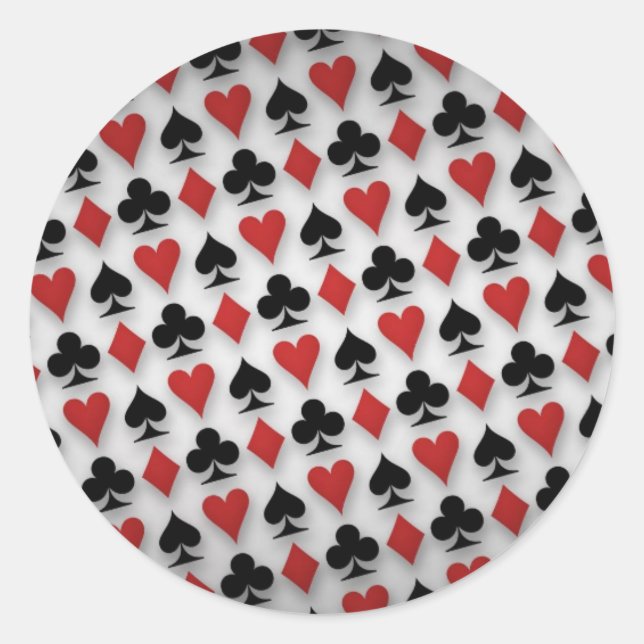 Sticker Rond Conception de motif de cartes de jeu de tisonnier (Devant)