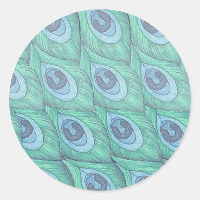 Sticker Rond Conception de Motif Peacock turquoise (Devant)