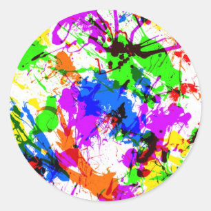Sticker Rond Conception de peinture éclaboussée colorée mignonn