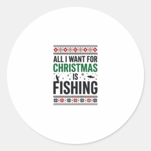 Sticker Rond Conception de pull moche de pêche à Noël