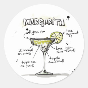 Sticker Rond Conception de recette de boissons de margarita