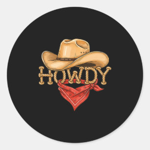 Sticker Rond Conception de rodéo occidental de cow-boy howdy co