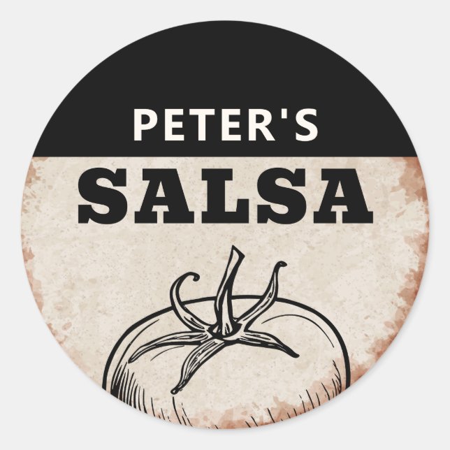 Sticker Rond Conception de salsa de tomate maison moderne grung (Devant)