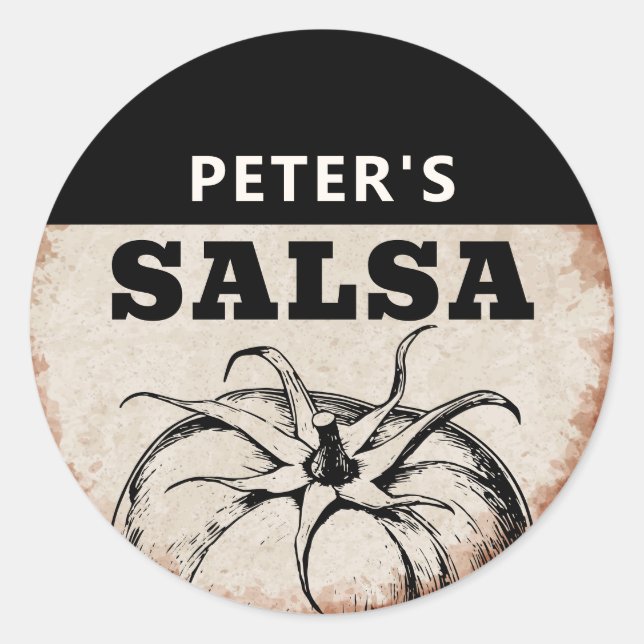 Sticker Rond Conception de salsa de tomate maison moderne grung (Devant)