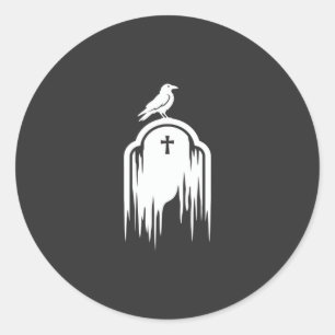 Sticker Rond Conception de silhouette de tombe de corbeau Hallo