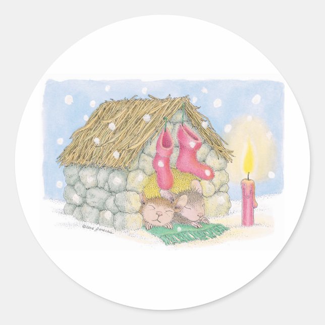 Sticker Rond Conception de souris maison® (Devant)