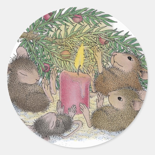 Sticker Rond Conception de souris maison® (Devant)