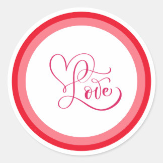 Sticker Rond Conception de style d'amour rose mignonne